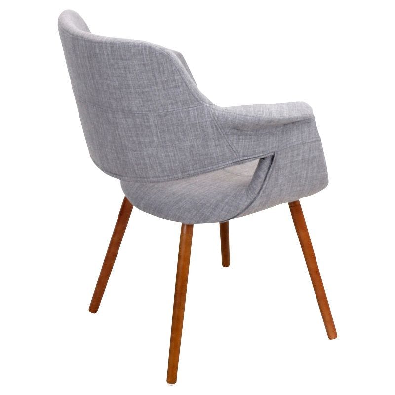 Mid-Century Modern Light Grey Parsons Arm Chair with Walnut Wood Legs