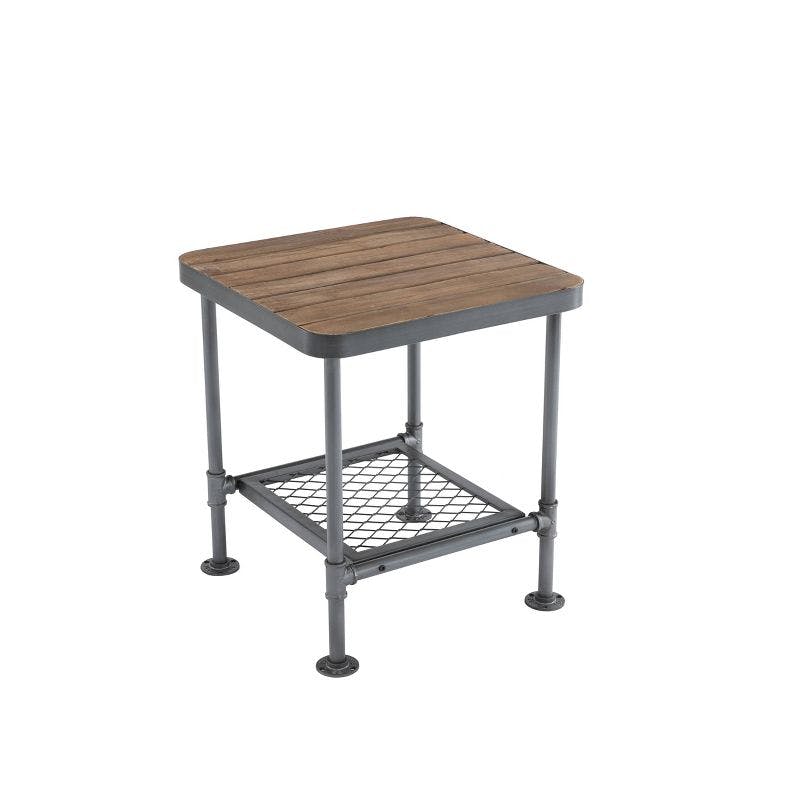 Newport Industrial Gray & Natural Fir Wood Square End Table