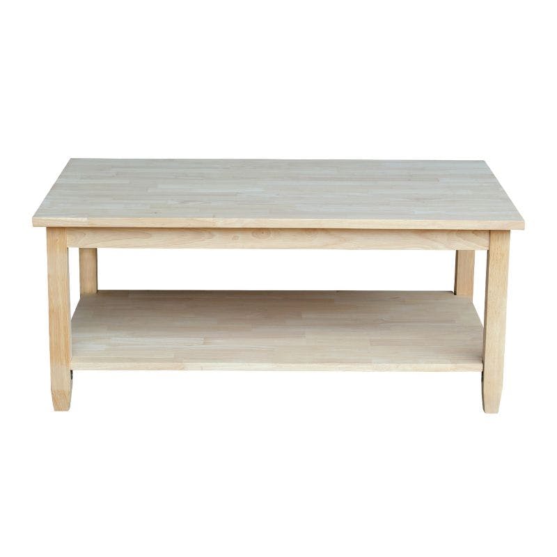 Solano Traditional Solid Wood Rectangular Coffee Table, Unfinished
