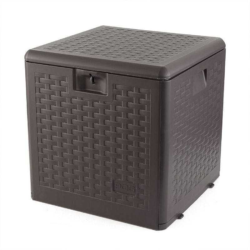 Java Brown 28-Gallon Weather-Resistant Wicker Deck Box with Lock