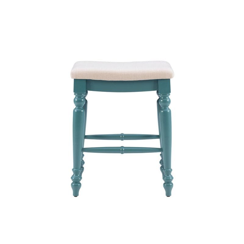 Marino Elegant Blue Wood Backless Counter Stool with Padded Seat