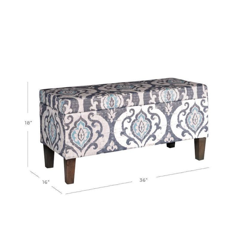 Drake Slate Blue Large Rectangle Storage Bench with Wood Legs