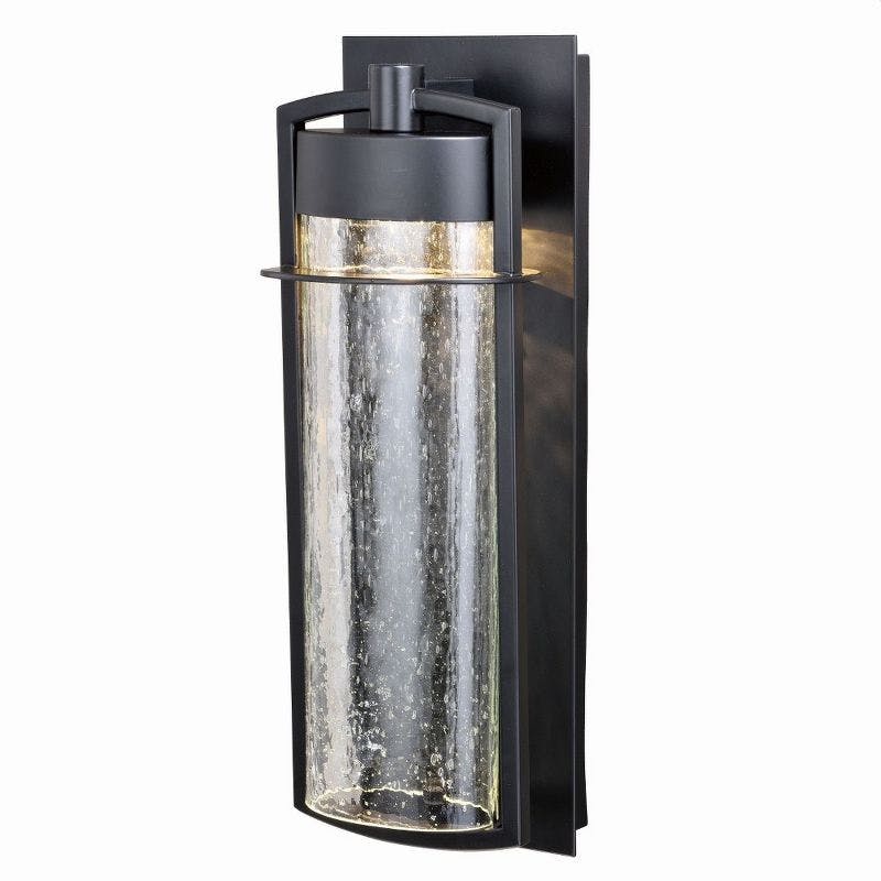 Logan Carbon Bronze 18" LED Outdoor Wall Sconce with Clear Seeded Glass