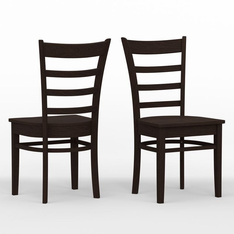 Ergonomic Dark Walnut Solid Wood Slat Back Dining Chairs (Set of 2)