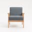 Elegant Mid-Century Modern Gray Linen and Wood Accent Chair