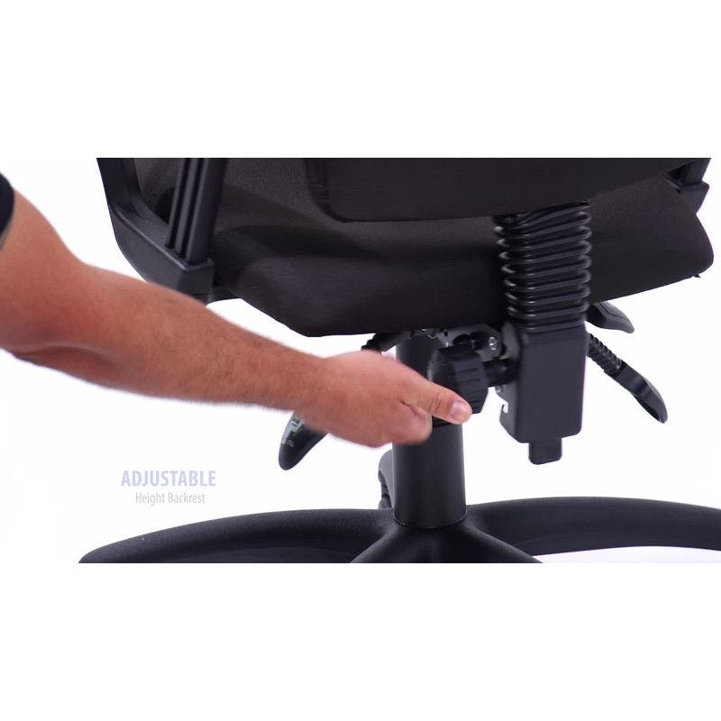 Adjustable Swivel Task Chair in Black Fabric with Lumbar Support
