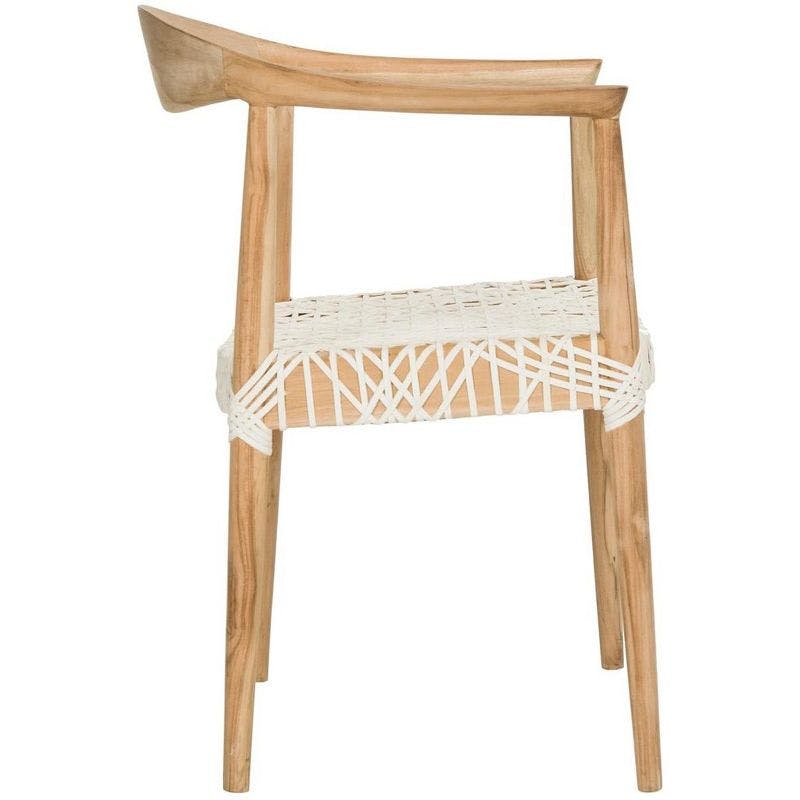 Transitional Light Oak Leather-Woven 25" Arm Chair