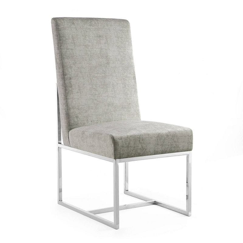 Elevated Parsons Velvet Arm Chair in Steel with Sleek Metal Base