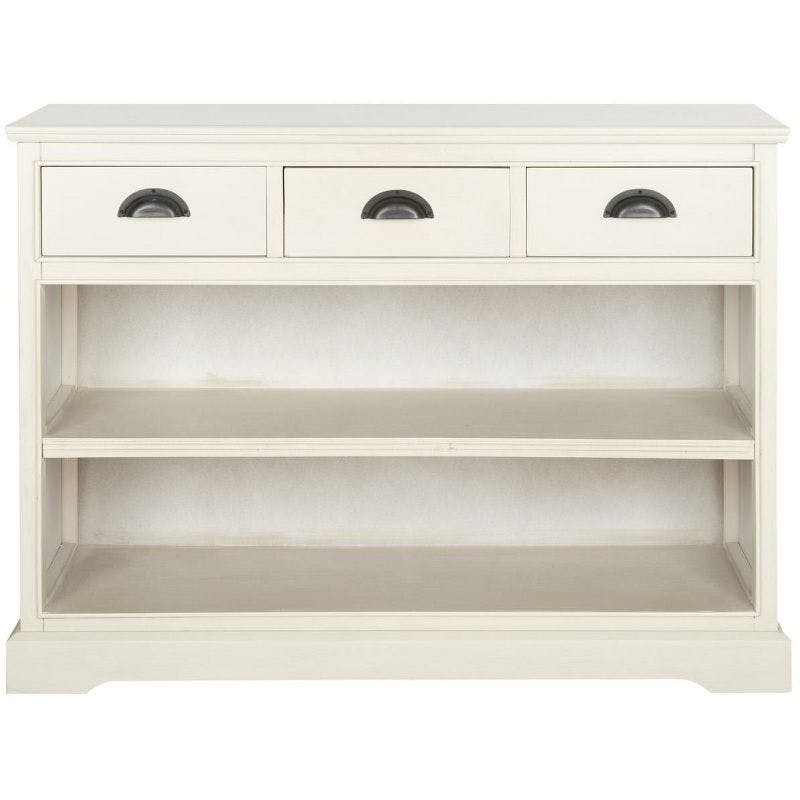 Transitional Prudence 39" White Bookshelf Console with 3 Drawers