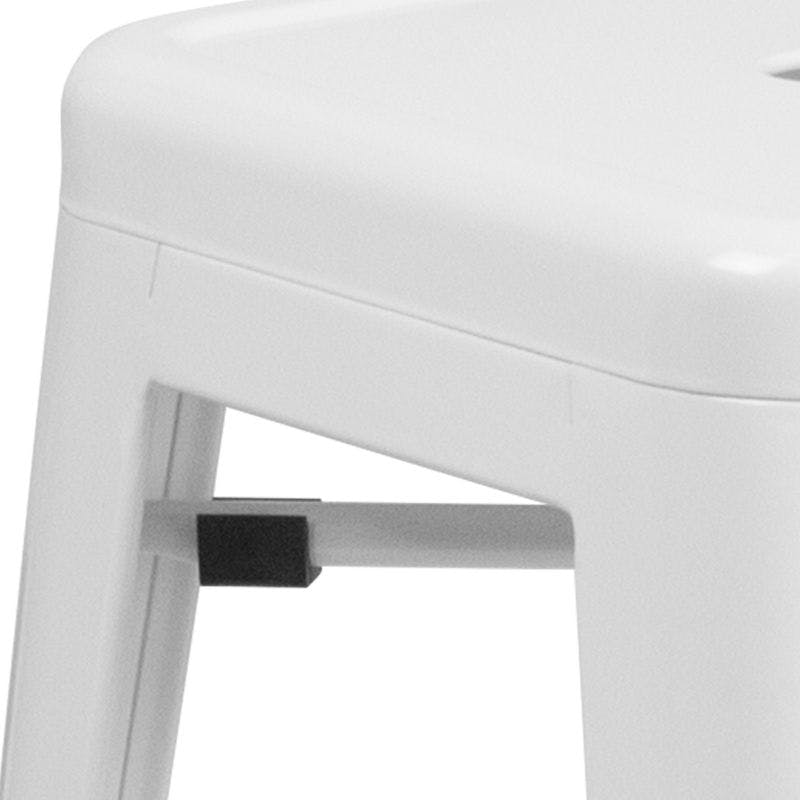 24" High Backless White Metal Indoor-Outdoor Counter Stool