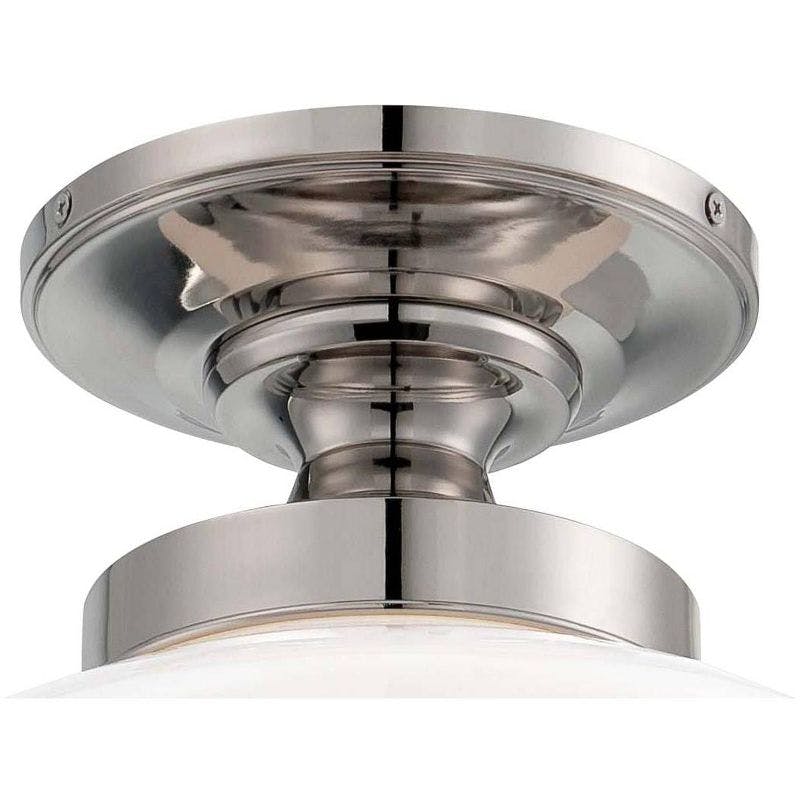 Elegant Opal Glass Bowl Ceiling Light in Polished Nickel