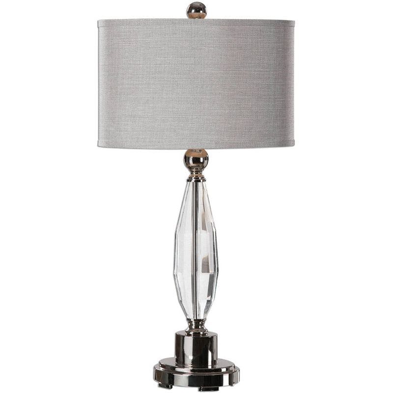 Torlino Crystal Elegance Table Lamp with Soft Gray Linen Shade