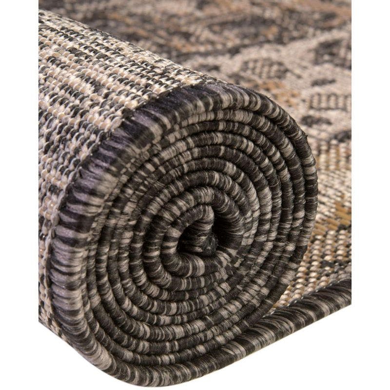 Charcoal Elegance 9' x 12' Synthetic Outdoor Traditional Rug