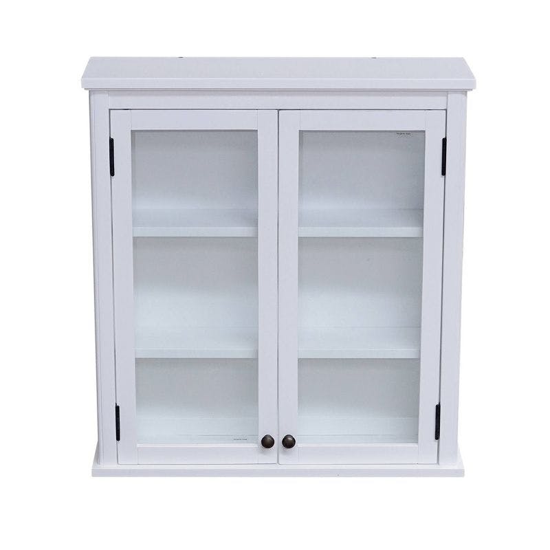 Dorset 27" White Wall Mounted Bath Storage Cabinet with Glass Doors