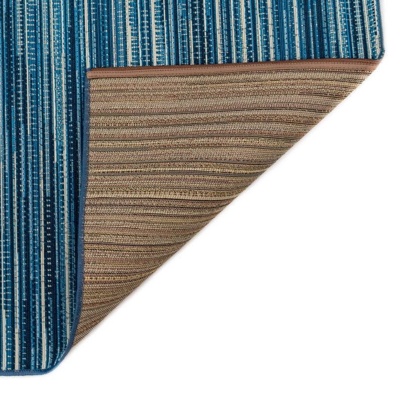 Gray and Multicolor Global Stripe Indoor Outdoor Rug