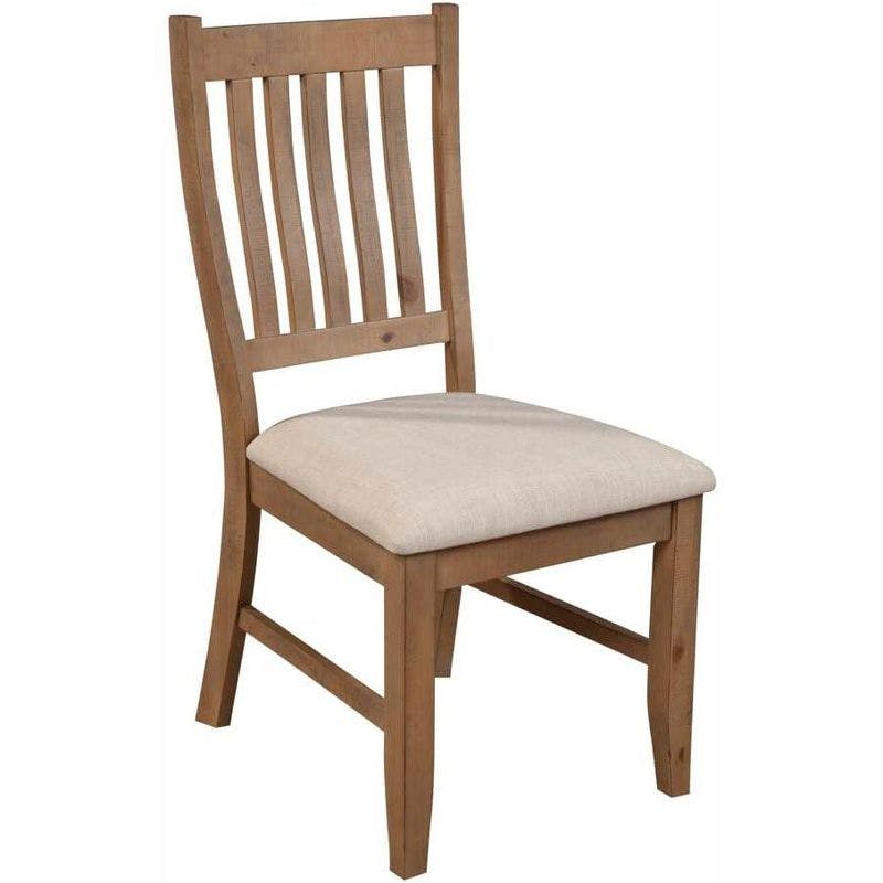 Arlo Natural Pine Wood Ladderback Side Chair with Beige Cushion