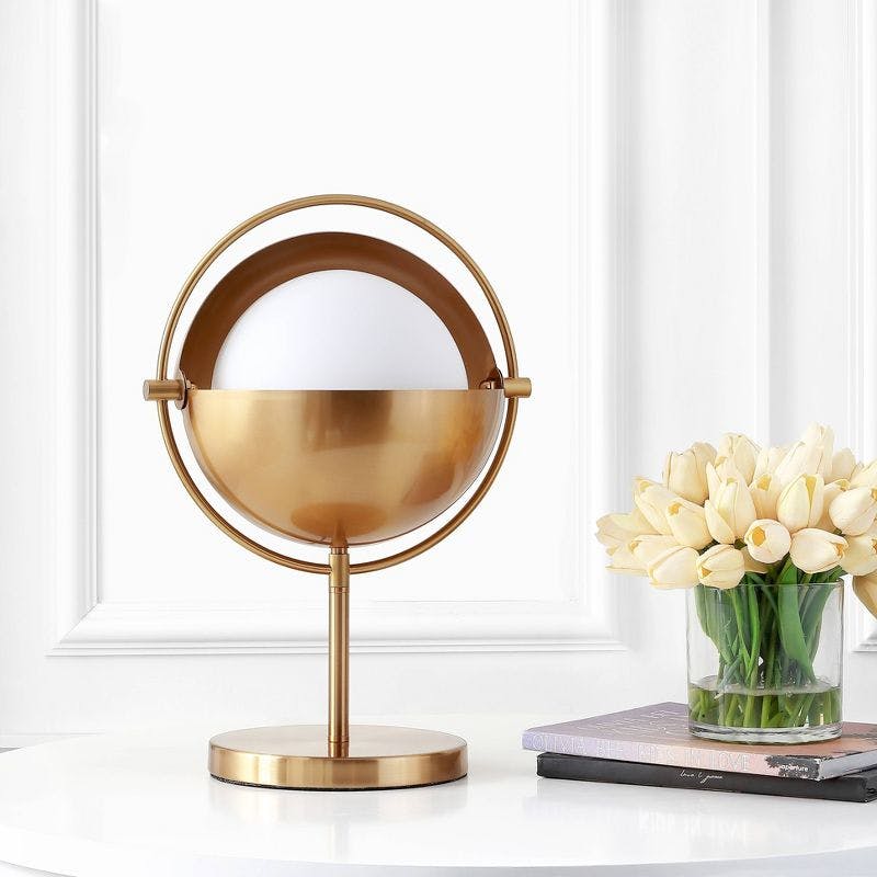 17.5&#34; Iron and Glass Casi Art Deco Mid Century Globe Table Lamp (Includes LED Light Bulb) Brass - Jonathan Y