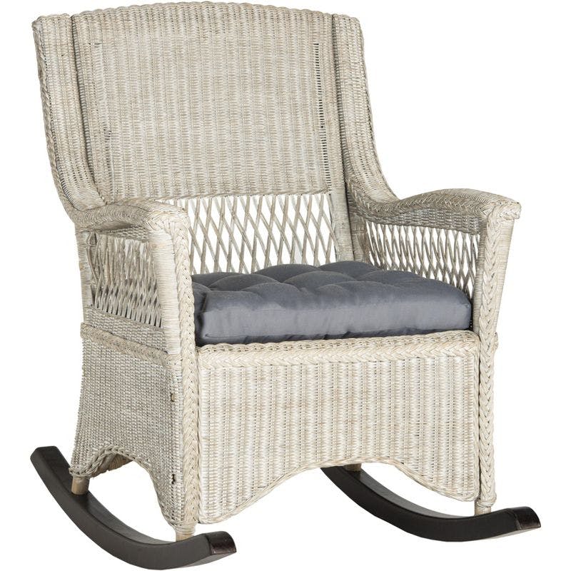 Coastal Chic Antique Grey Rattan Rocking Chair