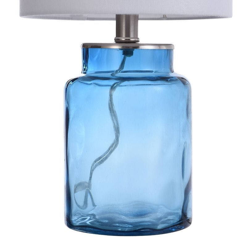 Ashburn 15'' Blue Glass Transitional Table Lamp with White Shade