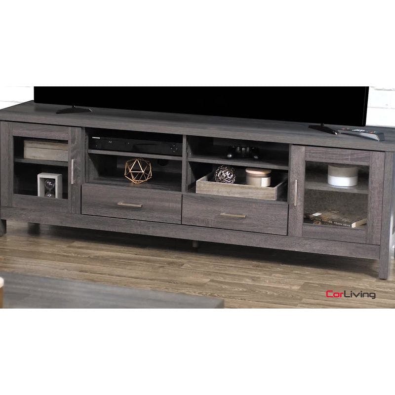 Hollywood Classic Dark Gray Entertainment Bench with Tempered Glass Doors