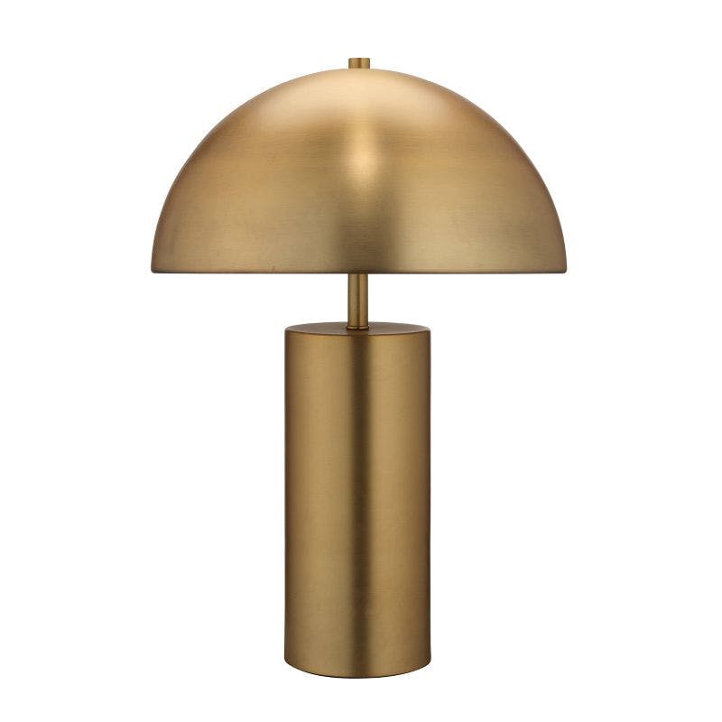 Antique Brass Dome Table Lamp with Geometric Base
