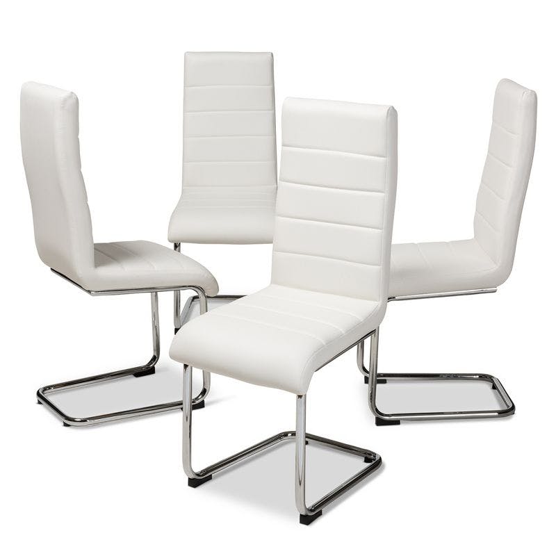 Marlys Mid-Century Modern White Faux Leather Dining Chair