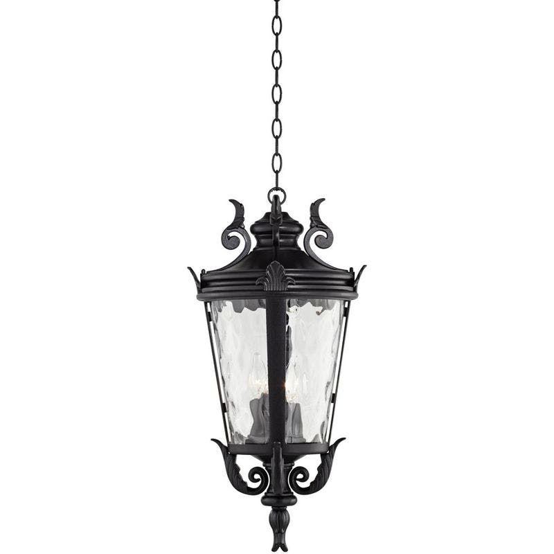 Casa Marseille Black Finish Clear Water Glass Outdoor Hanging Light
