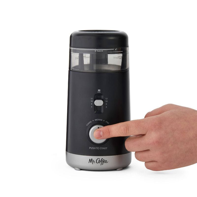 Efficient 12-Cup Black Stainless Steel Automatic Coffee Grinder