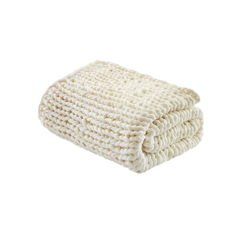 50"x60" Chunky Double Knit Handmade Throw Blanket - Madison Park