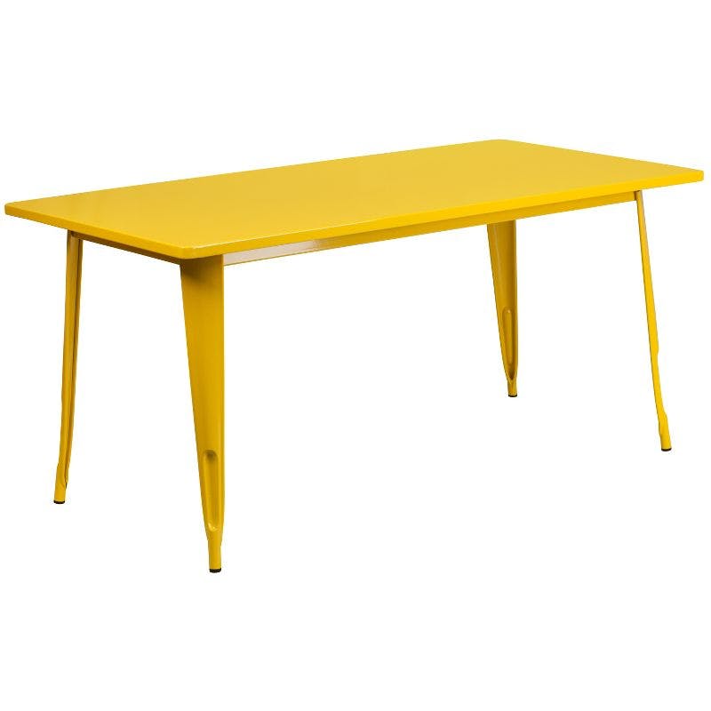Sunny Chic 31.5'' x 63'' Rectangular Yellow Metal Outdoor Table