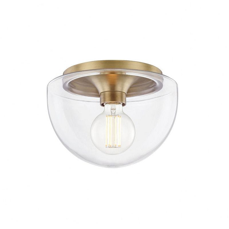 Grace Aged Brass 1-Light LED Flush Mount with Clear Glass Shade
