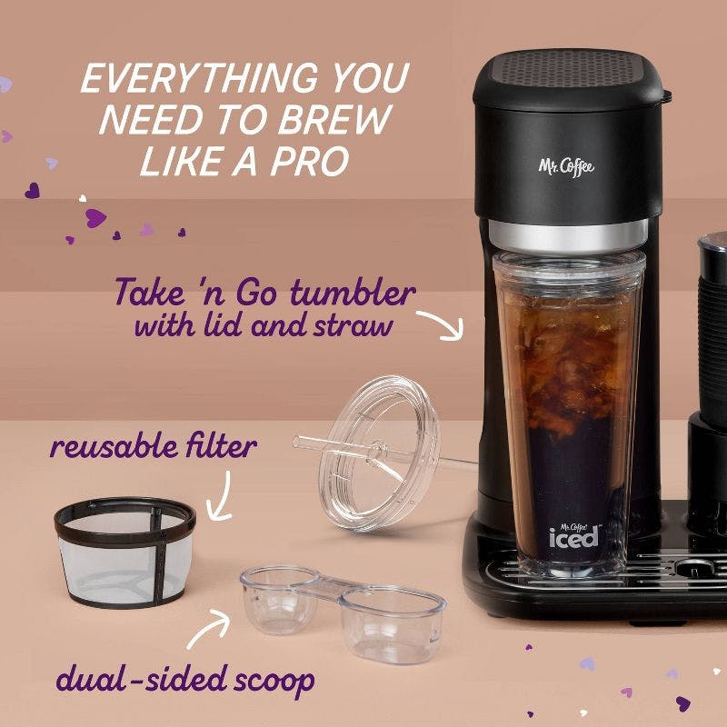 Sleek Black 4-in-1 Single-Serve Coffee and Latte Maker with Milk Frother