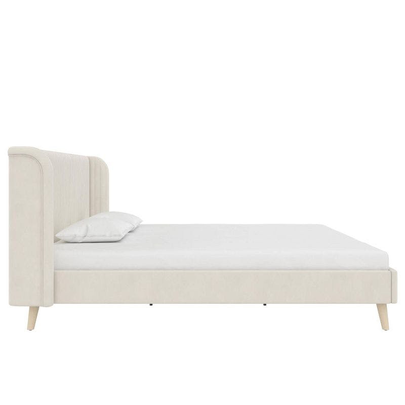 Holly King-Size Ivory Velvet Tufted Wingback Platform Bed