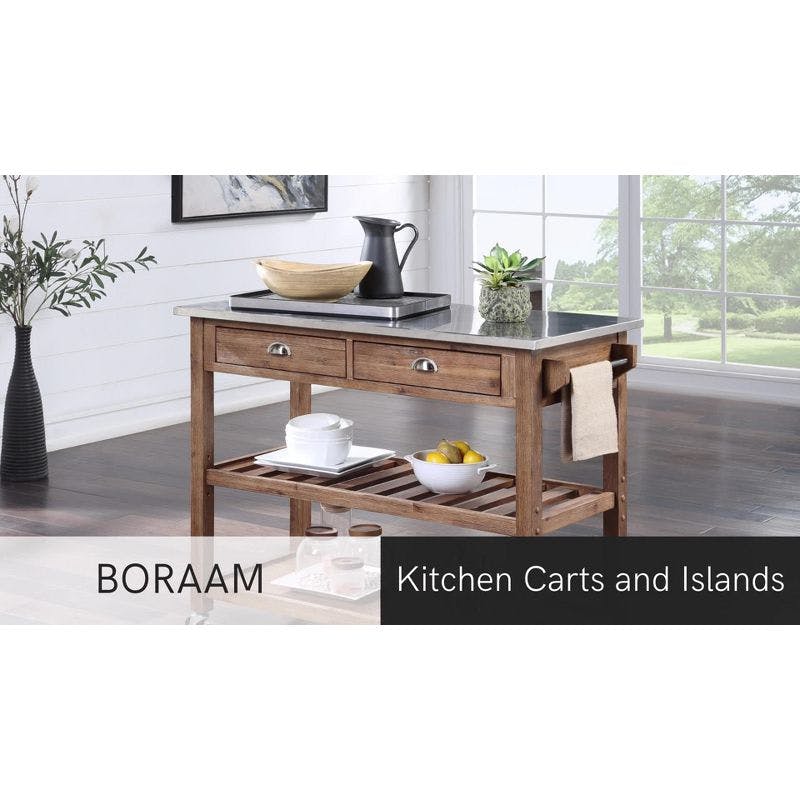 Storm Gray Sonoma 49" Stainless Steel Top Kitchen Cart with Storage