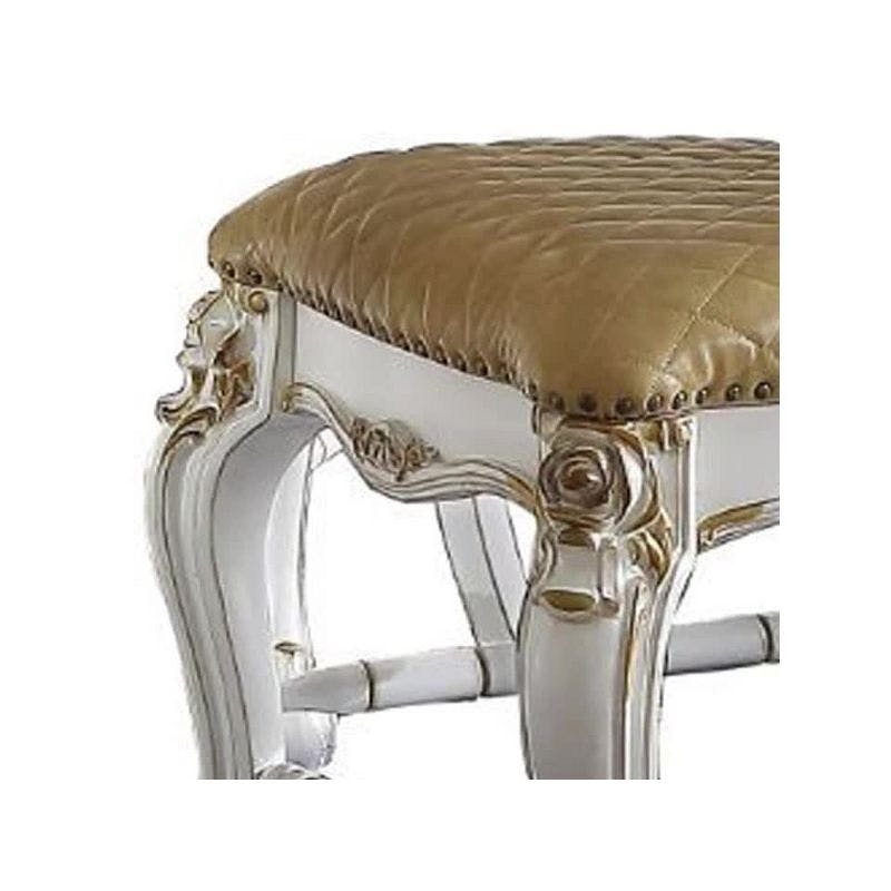 Antique Pearl & Butterscotch PU Upholstered Counter Chair with Nailhead Trim