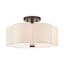 Solstice English Bronze 3-Light Indoor Drum Flush Mount with Oatmeal Shade