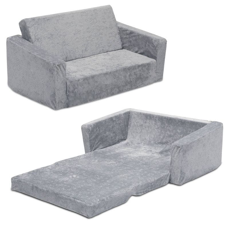 Cozy Convertible Sleeper Sofa for Kids in Soft Gray Fabric