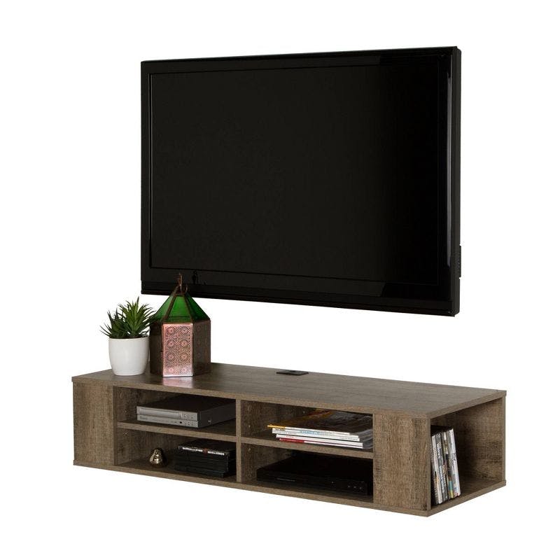 Sleek 48" Black Wall-Mounted Media Console with Open Storage
