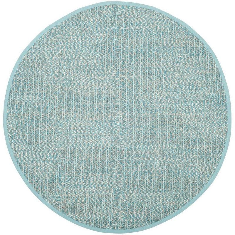 Coastal Charm Turquoise Multi Handwoven Cotton 6' Round Rug