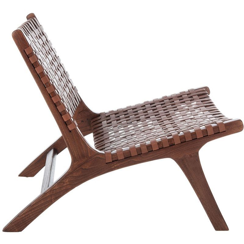 Denman Cognac Genuine Leather Woven Side Chair
