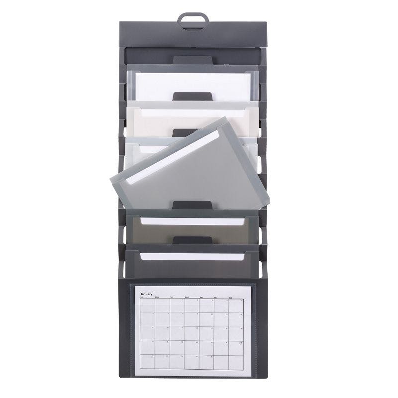 Freestanding 15'' Gray Cascading Wall Organizer with 6 Pockets