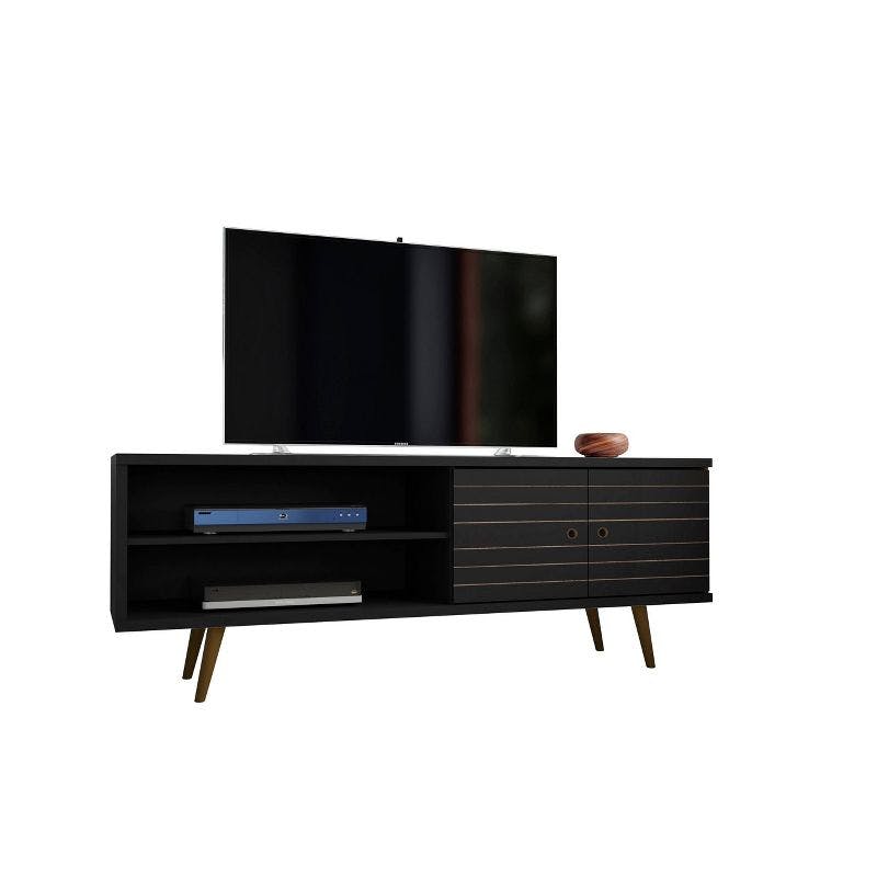 Liberty Modern 68'' Black Engineered Wood TV Stand with Cabinet