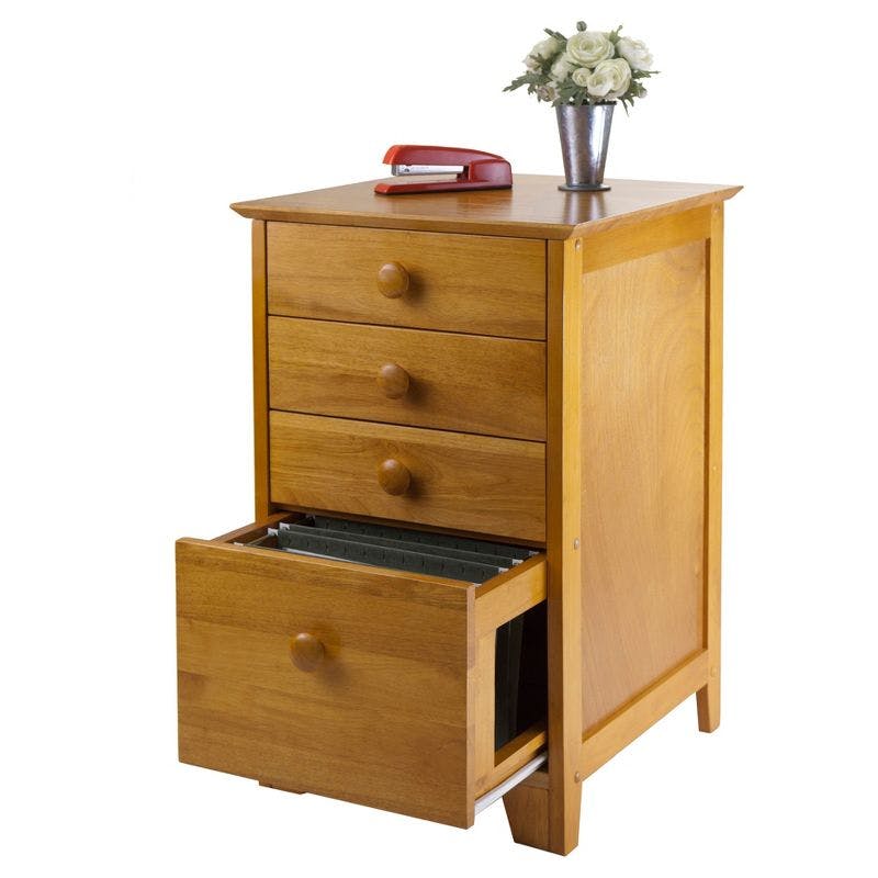 Transitional Honey Brown 3-Drawer Legal Size File Cabinet