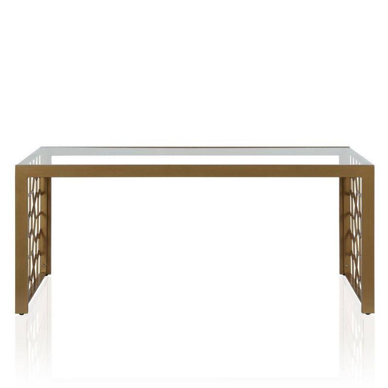 Juliette Tempered Glass Brass Coffee Table