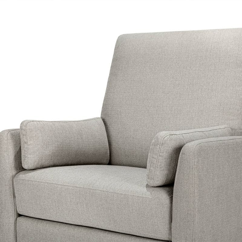 Ethan Performance Gray Linen Swivel Recliner with Wood Accents
