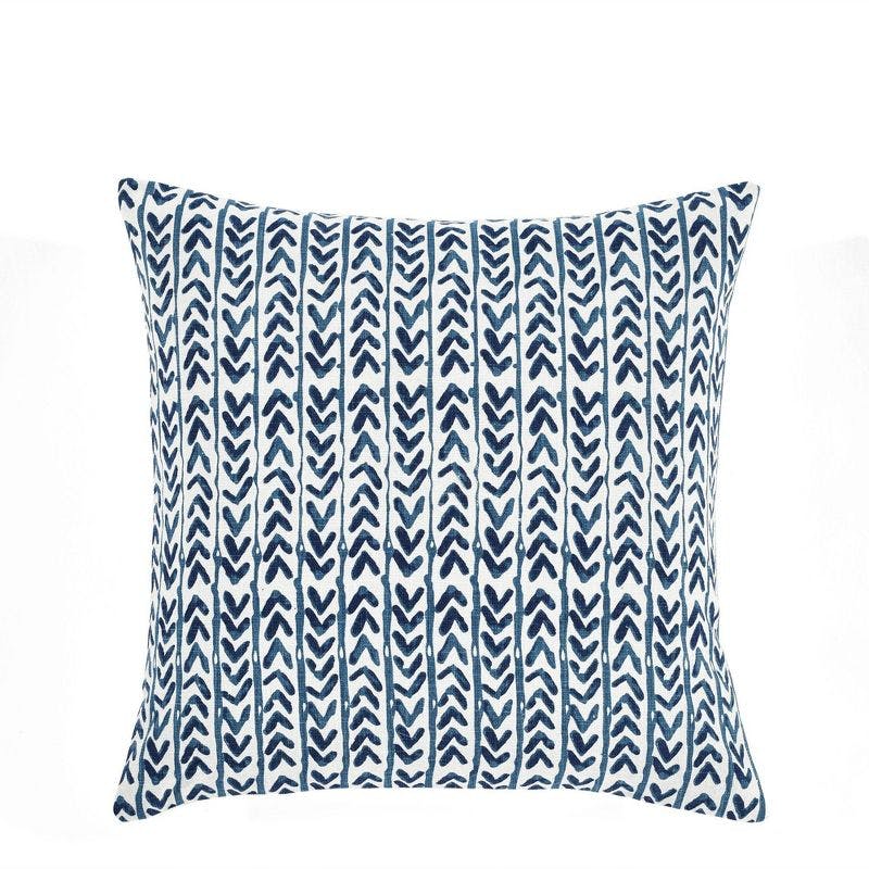 Navy Soft Cotton 20"x20" Geometric Print Throw Pillow Cover