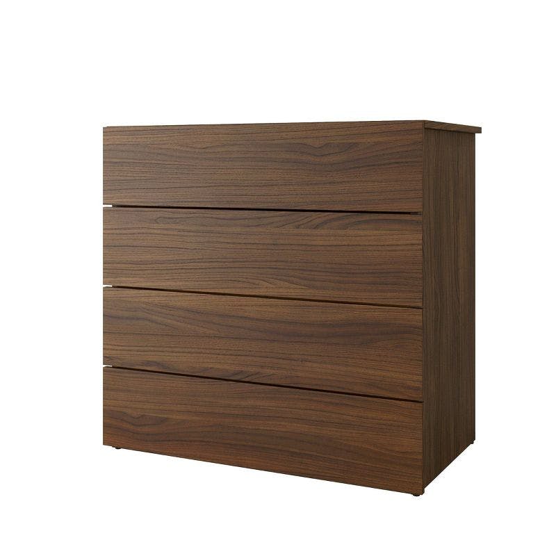 Modern Walnut 4-Drawer Vertical Dresser with Cut-Out Handles