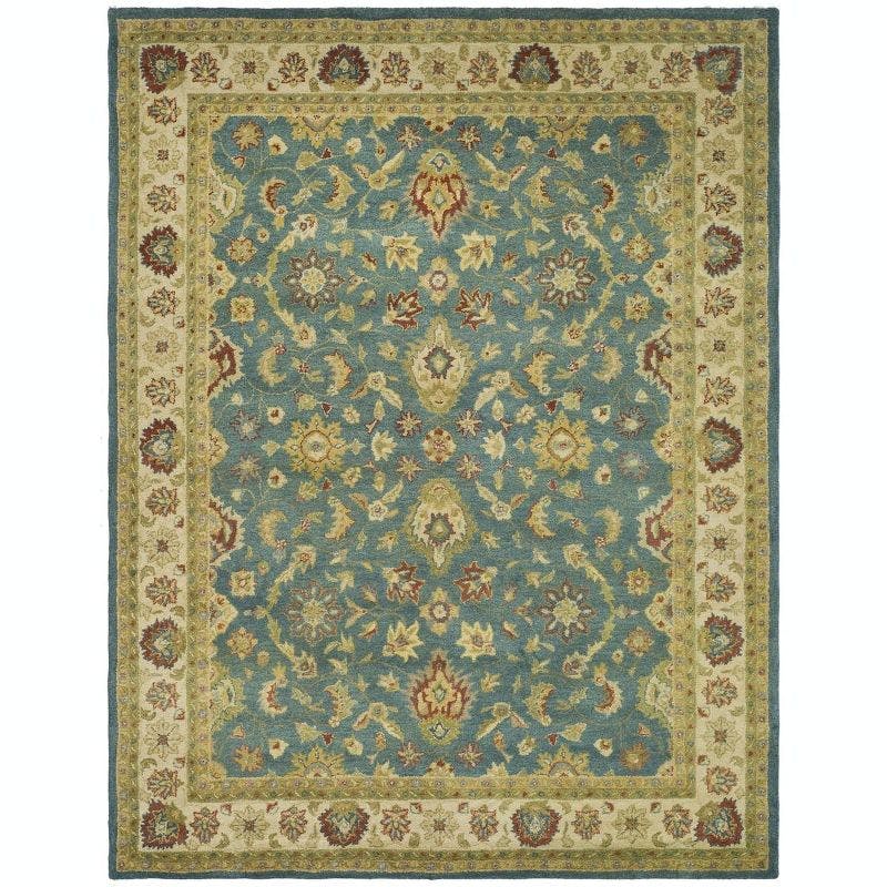 Antiquity AT15 7'6"x9'6" Hand Tufted Blue/Beige Wool Area Rug
