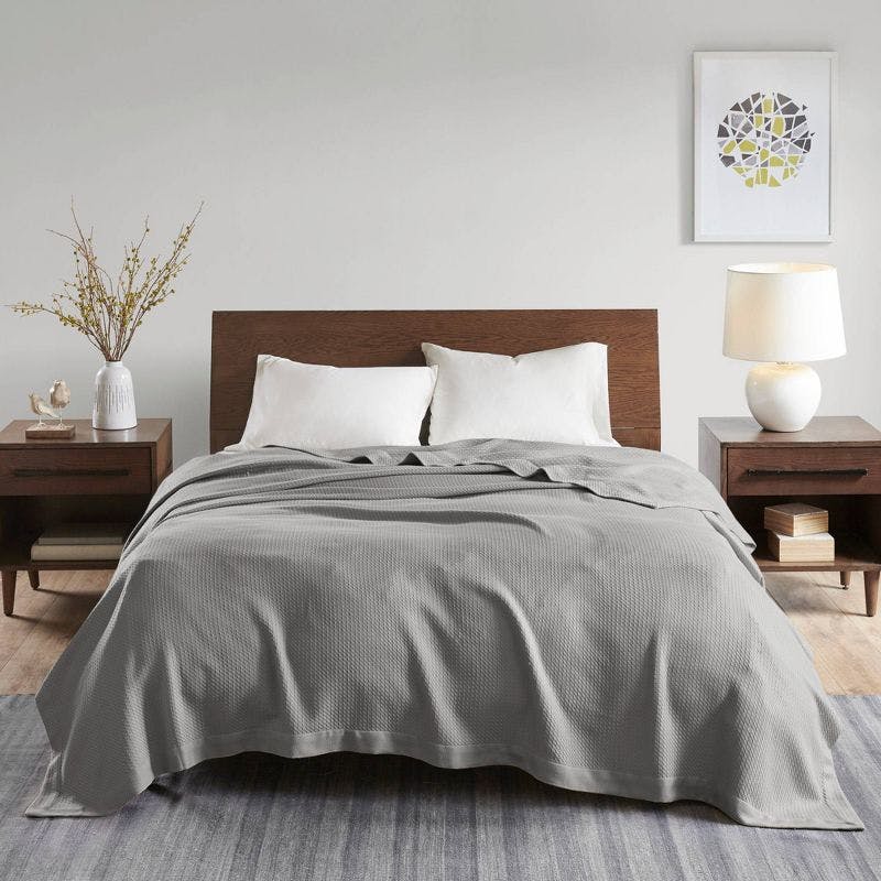 Luxurious Twin-Sized Egyptian Cotton Comfort Blanket in Gray