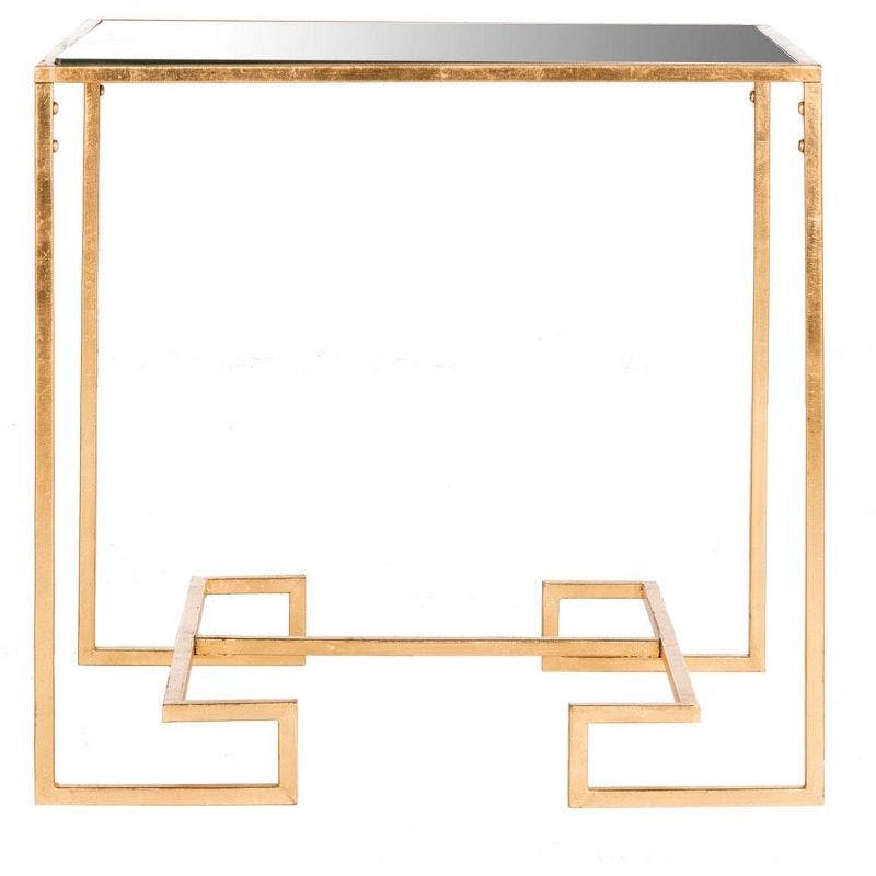 Seamus 24" Antique Gold Leaf Mirrored Rectangular Accent Table